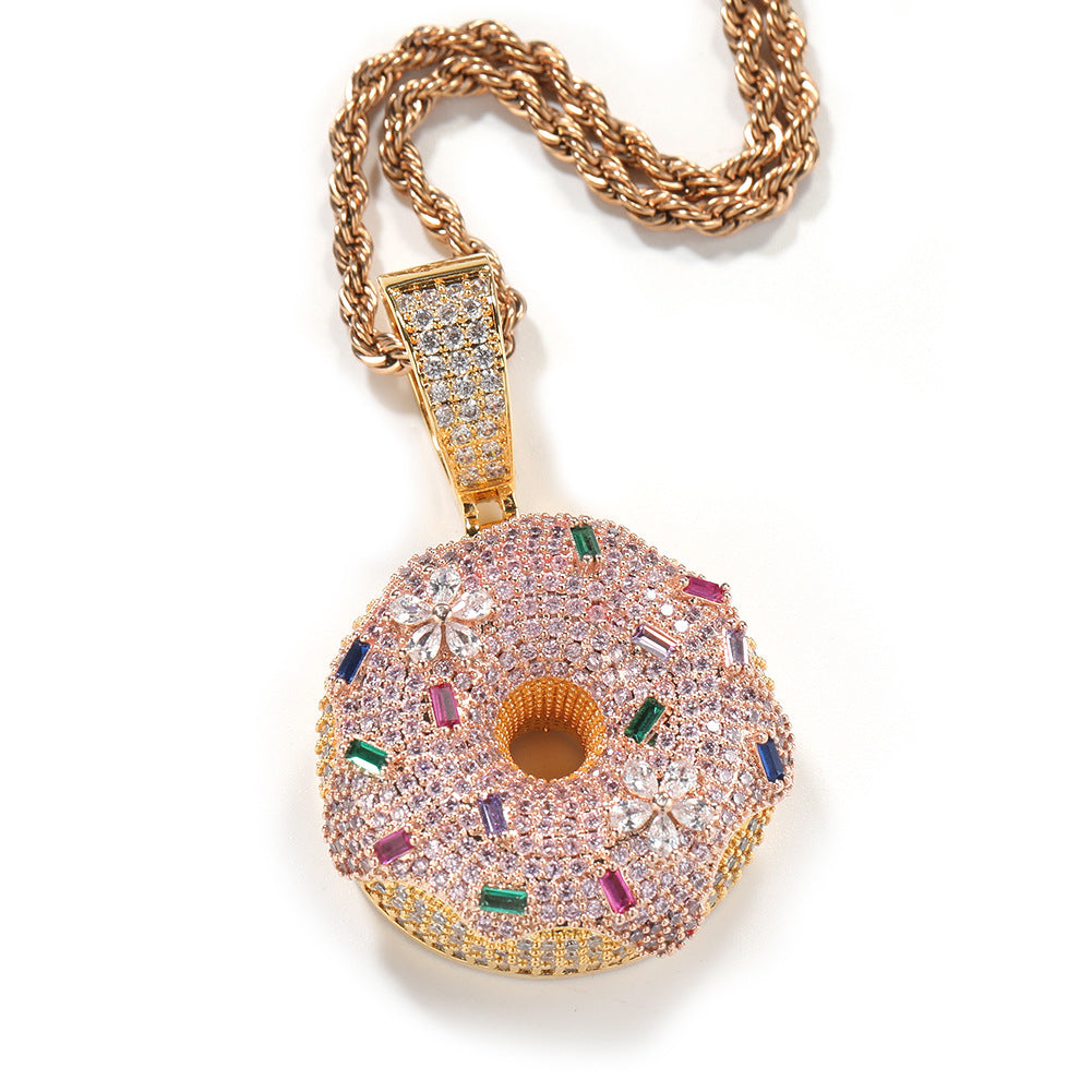 Jewelry Diamond Colored Donut Pendant Necklace ins St. Valentine's Royalty Angel Pieces