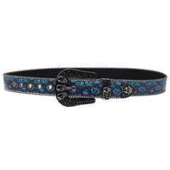 Hip-hop punk rhinestone belt halloween pumpkin head printing belt skull accessories