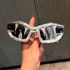 Trendy punk glasses y2k epoxy shark teeth special shape
