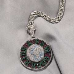 Jewelry Rotatable AFGK Earth Pendant Ma Siwei Full Diamond Tide Necklace Dog Tags rapper Spectrum