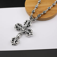 CHH Chrome heart Cross Necklace Classic Vintage Flame Cross Fish Hook Button Head Design Men and Women