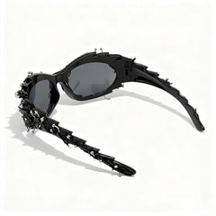 Trendy punk glasses dark asymmetrical frame