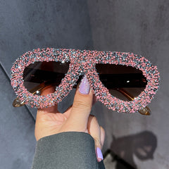 Trendy punk glasses retro full diamond anti-uv