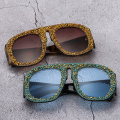 Trendy punk glasses with diamonds