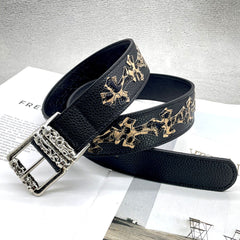CHH Chrome Hearts Belt Colored Cross Flower Lychee Pattern
