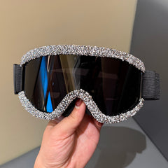 Trendy punk glasses full diamond windproof and dustproof sponge goggles