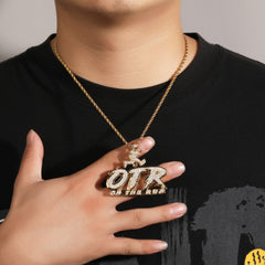 Jewelry OTR letter pendant hiphop fashion micro zircon Alphabet Pieces Spectrum St. Valentine's