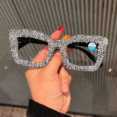 Trendy punk glasses full diamond anti-blue light
