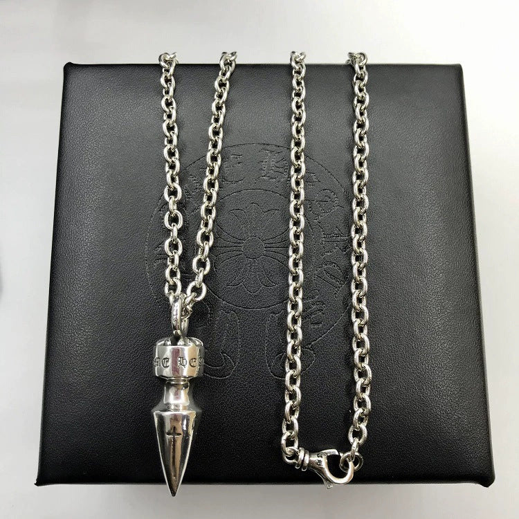 CHH Chrome heart Cross Necklace Vintage Diamond Cross Bullet Necklace Men's and Women's Hair