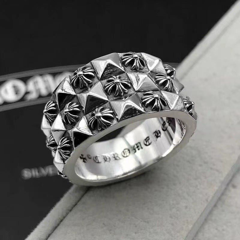 CHH Chrome heart Cross Ring Vintage Thai Silver