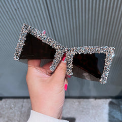 Trendy punk glasses cat eyes with diamonds