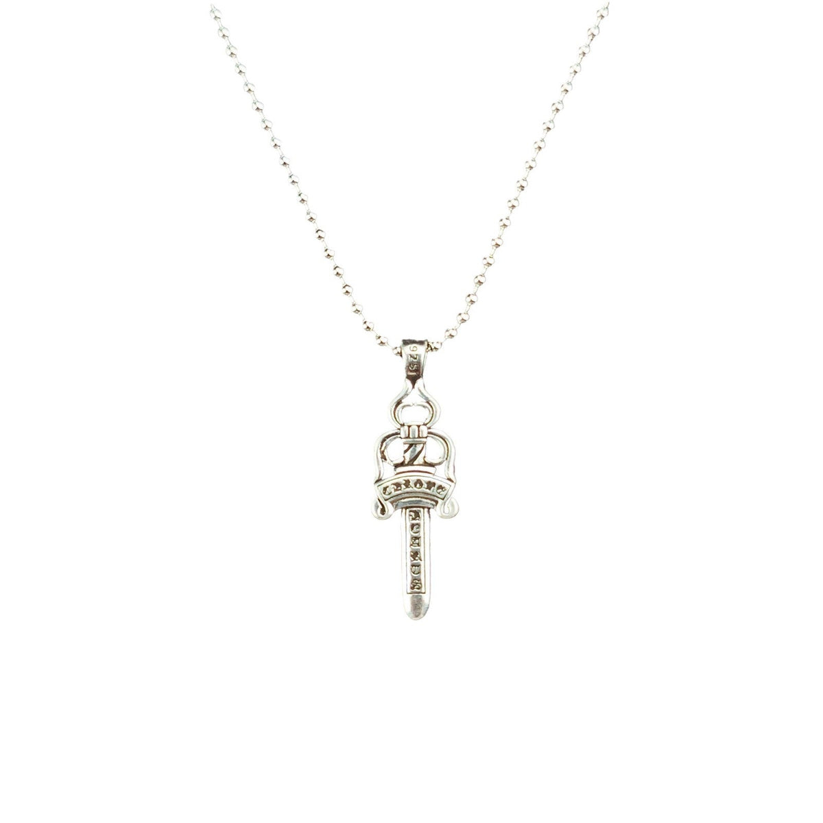 CHH Chrome heart Cross Necklace Vintage Single Sided Sword Pendant Pearl Bead Necklace