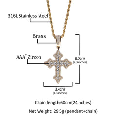 Jewelry Zircon Cross Pendant Necklace Vintage Hip Hop Necklace Crosses Spectrum Royalty