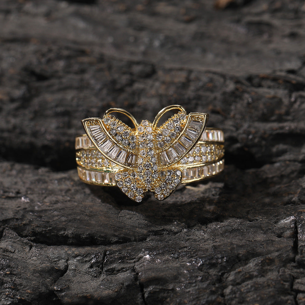 Rings Butterfly Ring ins Design Copper with Zircon Spectrum Animal St. Valentine's