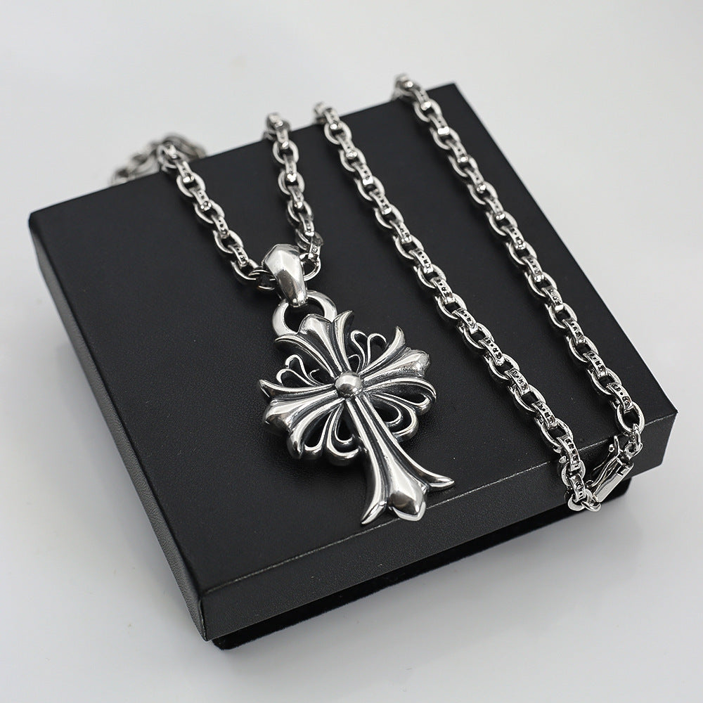 CHH Chrome heart Cross Necklace Classic Cross Flower Design Men's and Women's Necklaces