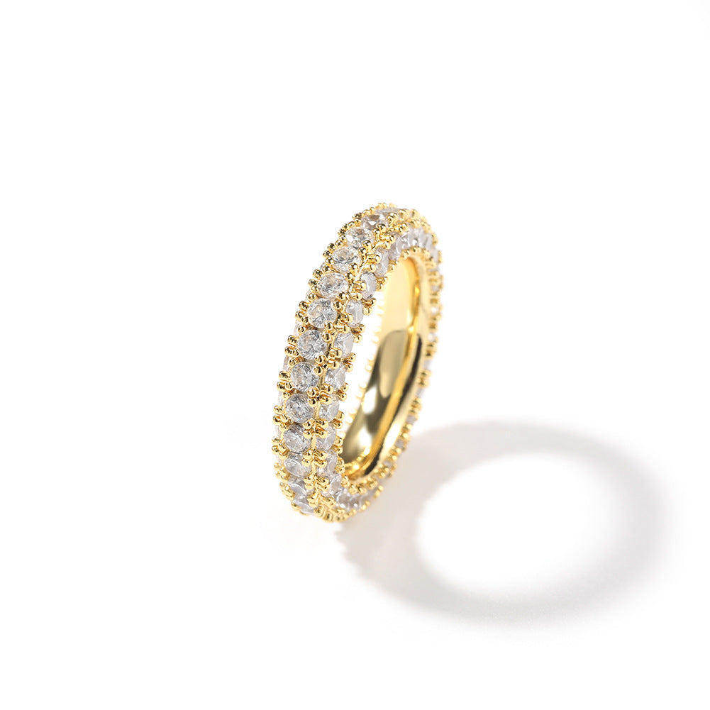 Rings Simple Three-Sided Zircon Design Hip Hop Ring St. Valentine's