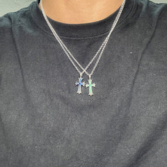 CHH Chrome heart Cross Necklace Vintage Cross Necklace with Diamonds for Men and Women