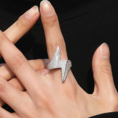 Rings Three-dimensional Lightning Ring Copper set with 5A Zircon Spectrum