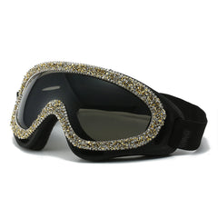 Trendy punk glasses sand and dustproof diamond windshield