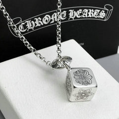 CHH Chrome heart Cross Necklace Men's and Women's Vintage Dice Cross Necklace