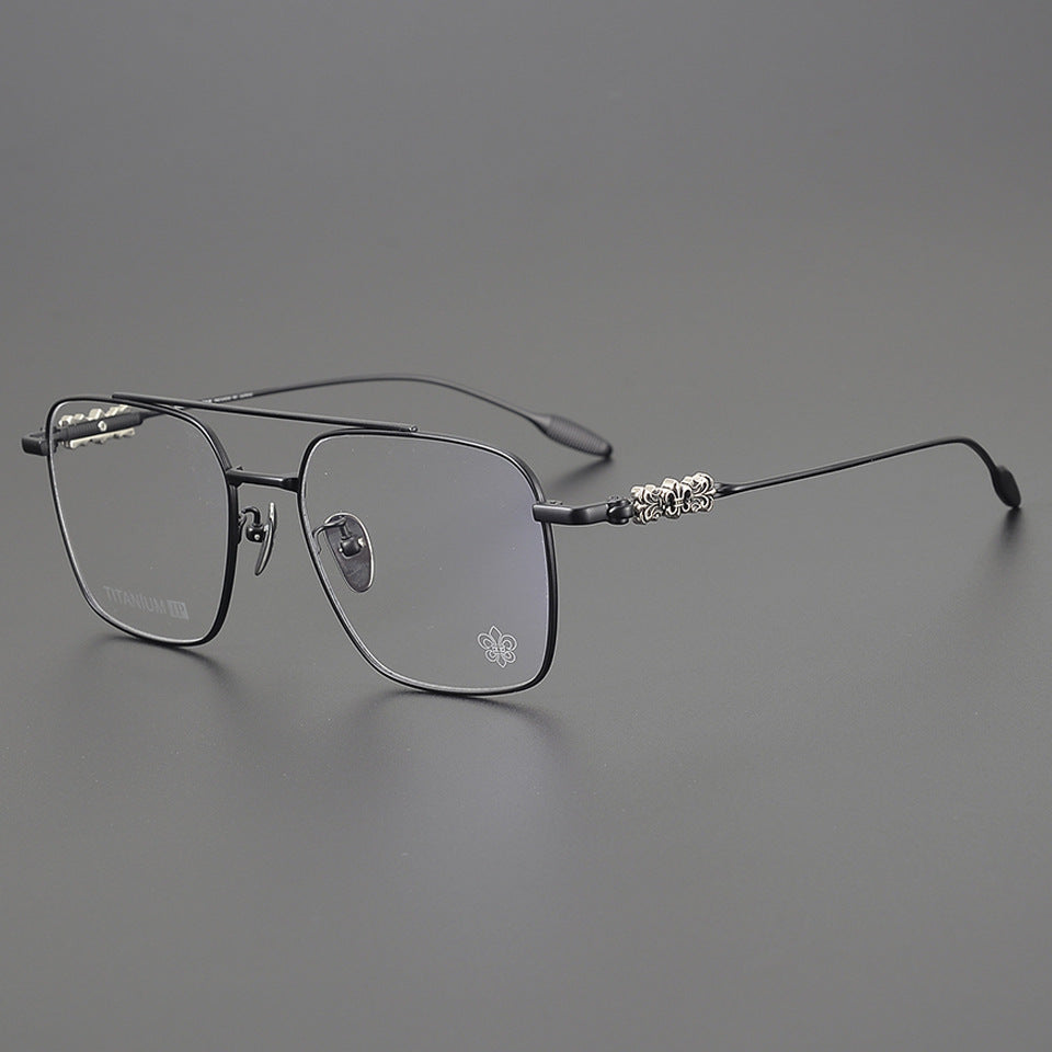 CHH Chrome Hearts Glasses Pure Titanium Ultra Light Wide Large Face Double Beam Myopia Glasses Frame