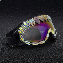 Trendy punk glasses colorful crystal