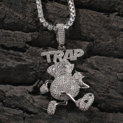 Jewelry Hip Hop TRAP Full Diamond Cartoon Pendant Fashion Necklace Spectrum
