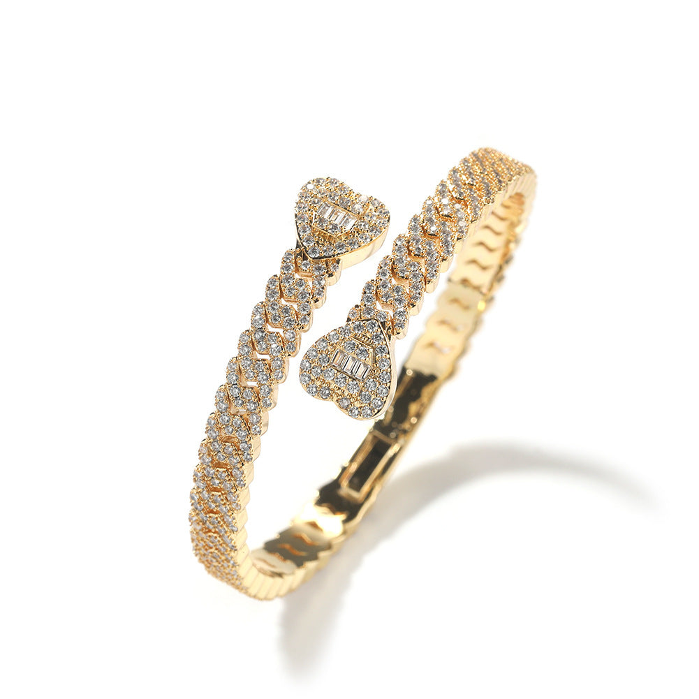 Bracelet Love Cuban Bracelet Copper Zircon Spectrum St. Valentine's