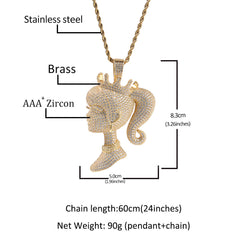 Jewelry ins Crown Barbie Pendant Necklace Copper with Zircon Angel Pieces Royalty Spectrum St. Valentine's
