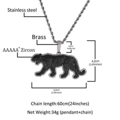 Jewelry Diamonds Leopard Pendant Necklace Ornament Hip Hop Animals Far East
