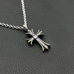 CHH Chrome heart Cross Necklace Vintage Cross Necklace with Diamonds for Men and Women