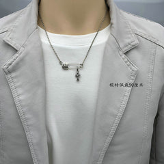 CHH Chrome heart Cross Necklace Vintage Cross Small Pin Male and Female Collarbone Chain