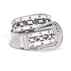 Hip-hop punk rhinestone belt y2k pu leather