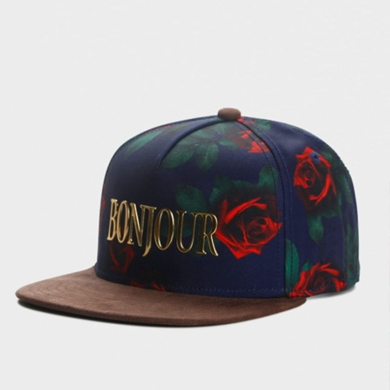 Trendy flat brimmed snapback hatsrose adjustable sun shade