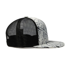 Trendy flat brimmed snapback hatssummer mesh sunshade breathable