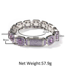 Bracelet Hip Hop Bracelet Copper with Zircon Color Spectrum St. Valentine's