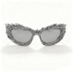 Trendy punk glasses asymmetrical dark cat eyes
