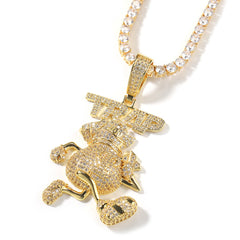 Jewelry Hip Hop TRAP Full Diamond Cartoon Pendant Fashion Necklace Spectrum