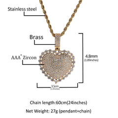 Jewelry Love Copper Zircon Pendant Round Zirconium Pendant Necklace Spectrum St. Valentine's Royalty