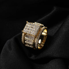 Rings Hip Hop Square Ring Copper Zircon Adjustable St. Valentine's Spectrum