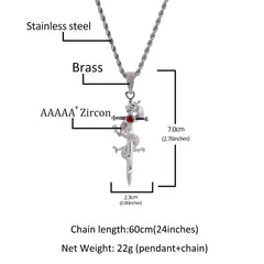 Jewelry Hip Hop Chinese Dragon Cross Miniature Zircon Pendant Royalty Crosses Jesus Pieces