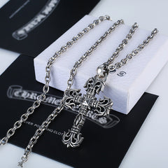 CHH Chrome heart Cross Necklace Vintage Cross Flame Bullet Pendant Men's and Women's