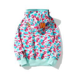 Bathing Ape Bape Hoodie Miami Two-Hat Cardigan Zipper Fall/Winter Velvet Shark
