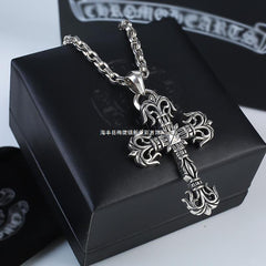 CHH Chrome heart Cross Necklace Vintage Cross Flame Bullet Pendant Men's and Women's