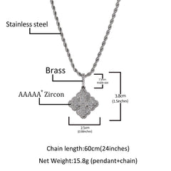 Jewelry Luxury Full Diamond Clover Pendant Female ins Wind 5A Zircon Necklace snowflake St. Valentine's Spectrum