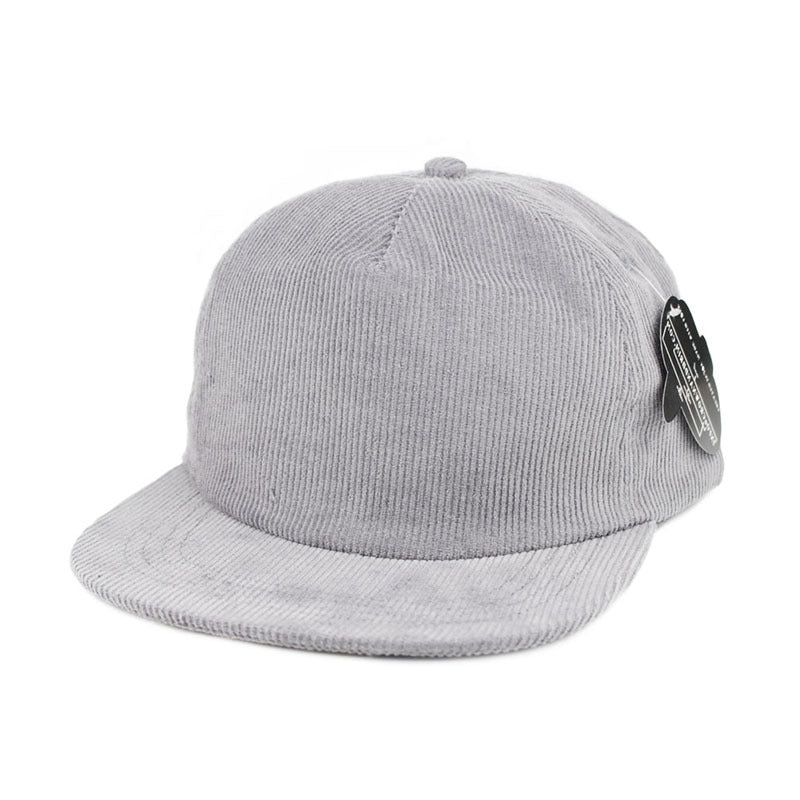 Trendy flat brimmed snapback hatscorduroyheattech autumn winter