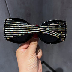 Trendy punk glasses retro round diamond