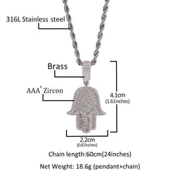 Jewelry Zircon Fatima Hand Pendant Hip Hop Rap rapper St. Valentine's Spectrum Far East