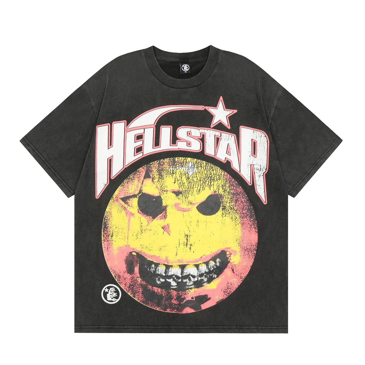 Hellstar T Shirt Smiley Face Earth Distressed High-quality pure cotton high-street clothing