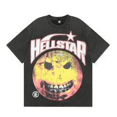Hellstar T Shirt Smiley Face Earth Distressed High-quality pure cotton high-street clothing